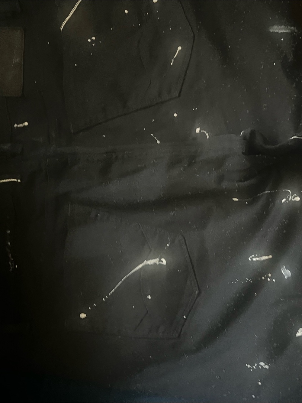 Cult of Individuality Black Jean Shorts with White Paint Splatter